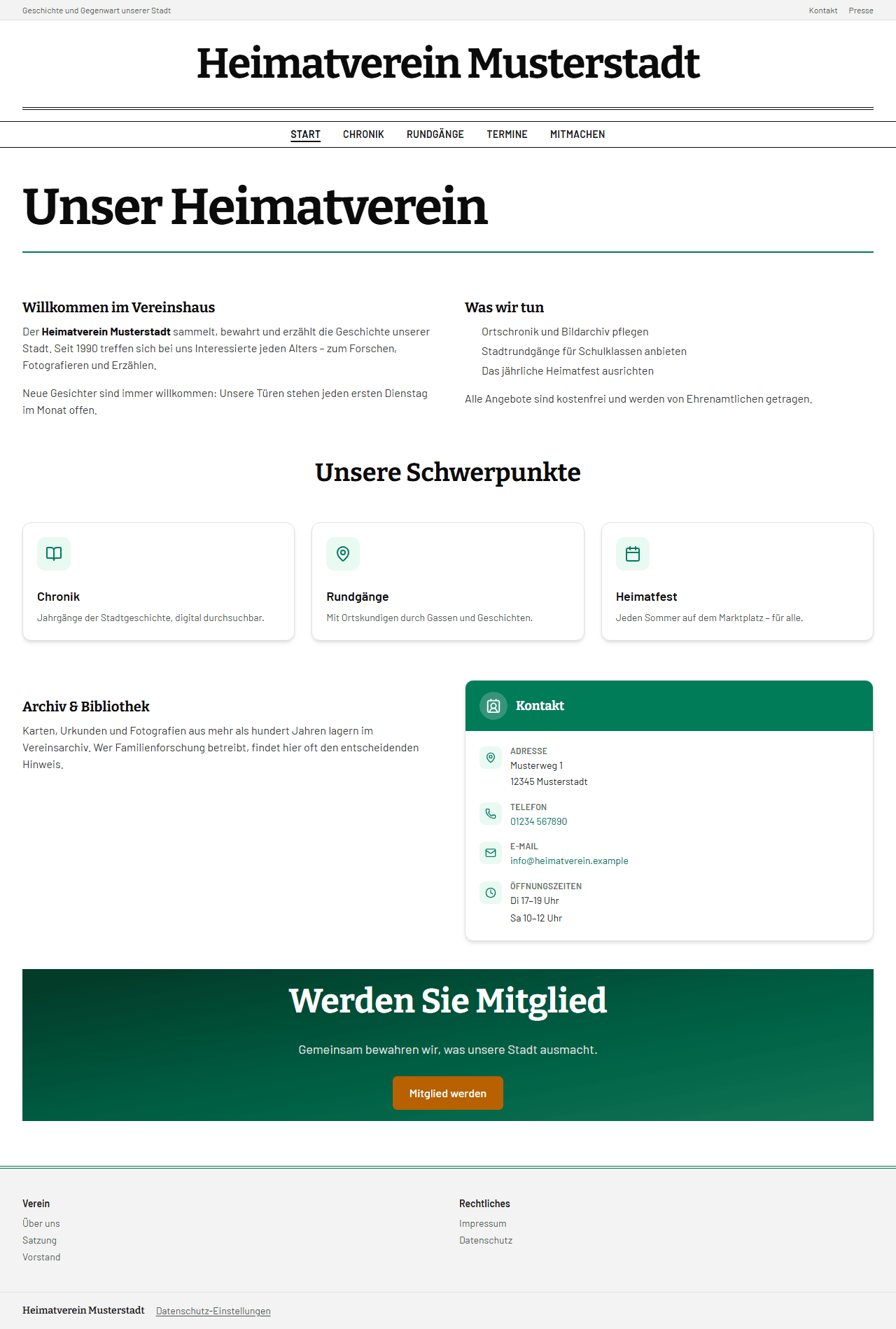 Beispiel-Template „Magazin“, hell, 1280 px